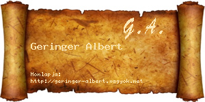 Geringer Albert névjegykártya